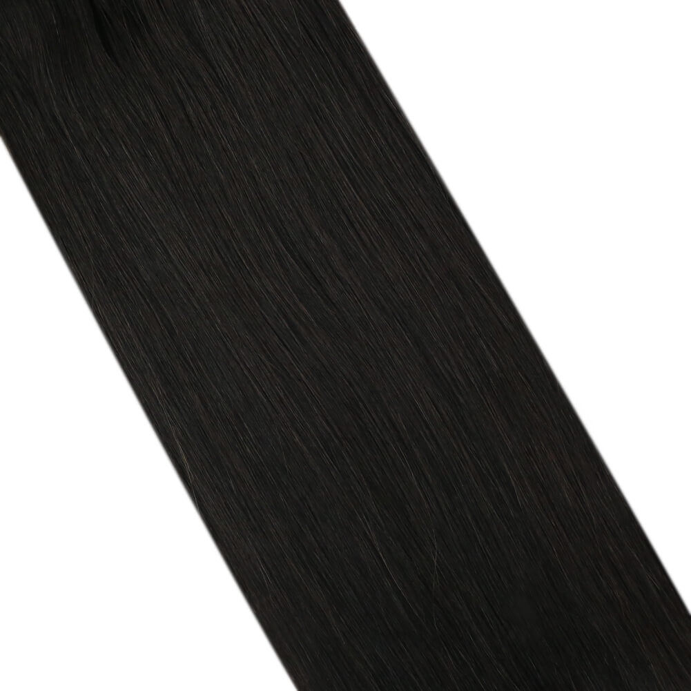 Invisible Clip In Off Black Brazilian Remy Human Hair Extension (#1B)