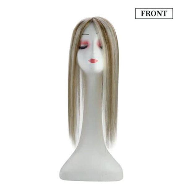 Mono Hair Topper 5"*5" Base Real Human Hair Highlight Blonde (#8P/60)