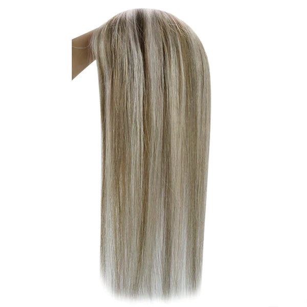 Mono Hair Topper 5"*5" Base Real Human Hair Highlight Blonde (#8P/60)
