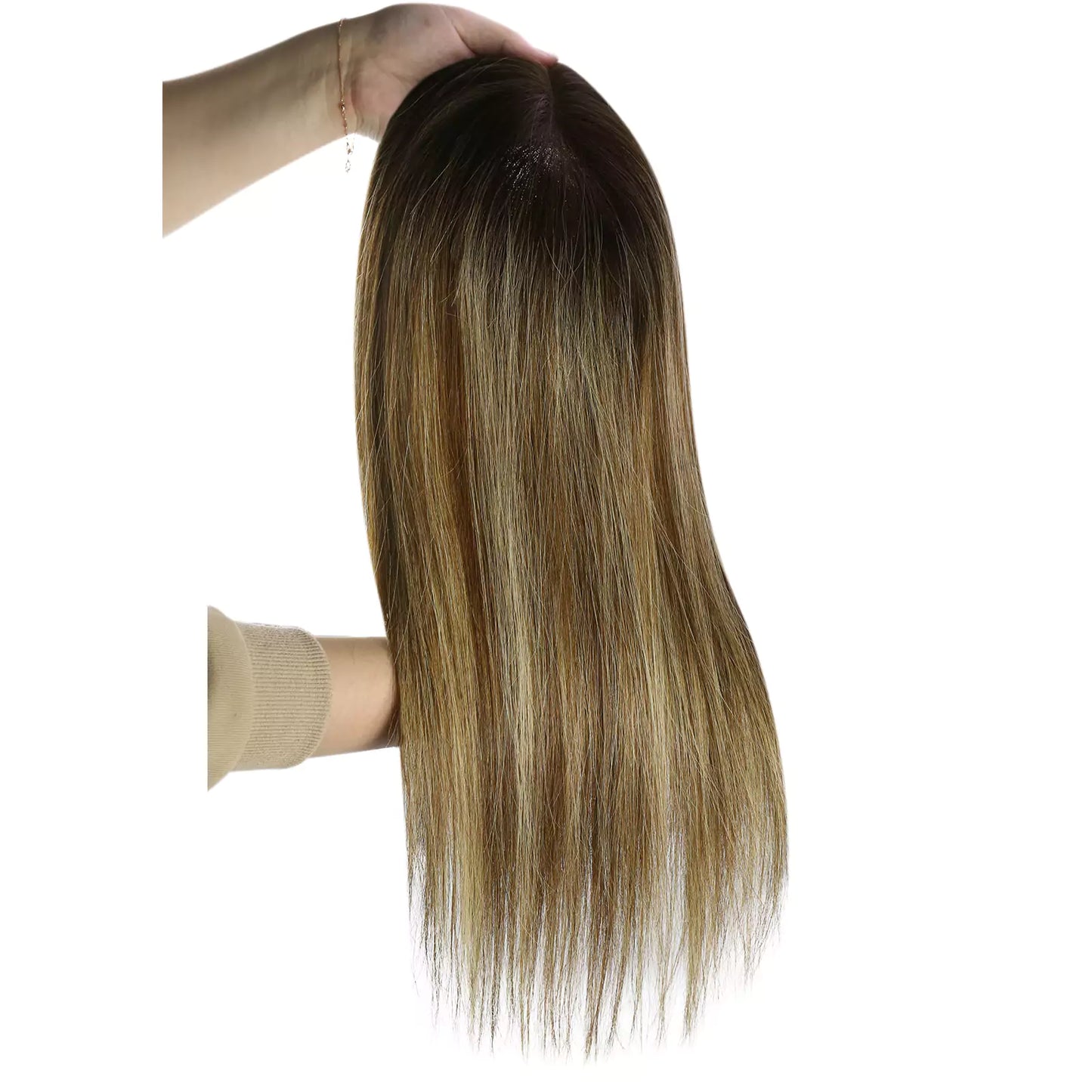 Virgin Hair Topper Large Base Human Hair Topper for Short Hair #2/6/18