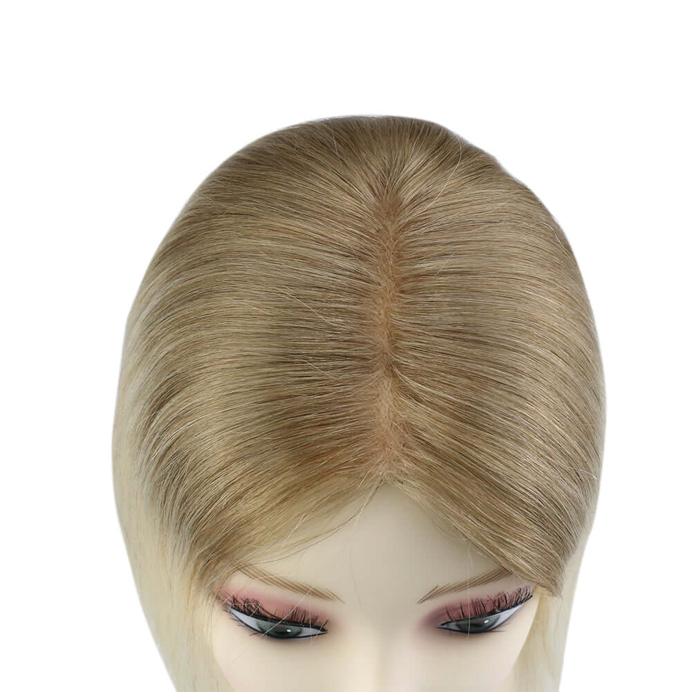 Mono Topper For Women Human Hair Pieces 5"*5" Base Straight Hair (#T10/613)