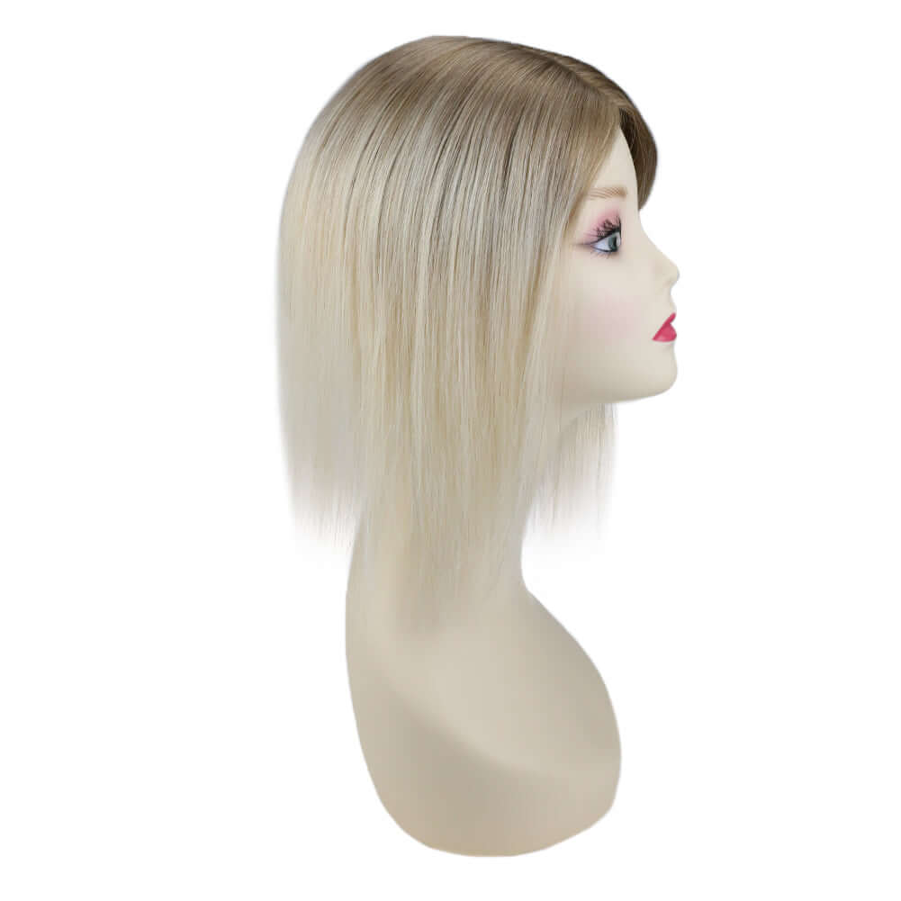 Mono Topper For Women Human Hair Pieces 5"*5" Base Straight Hair (#T10/613)