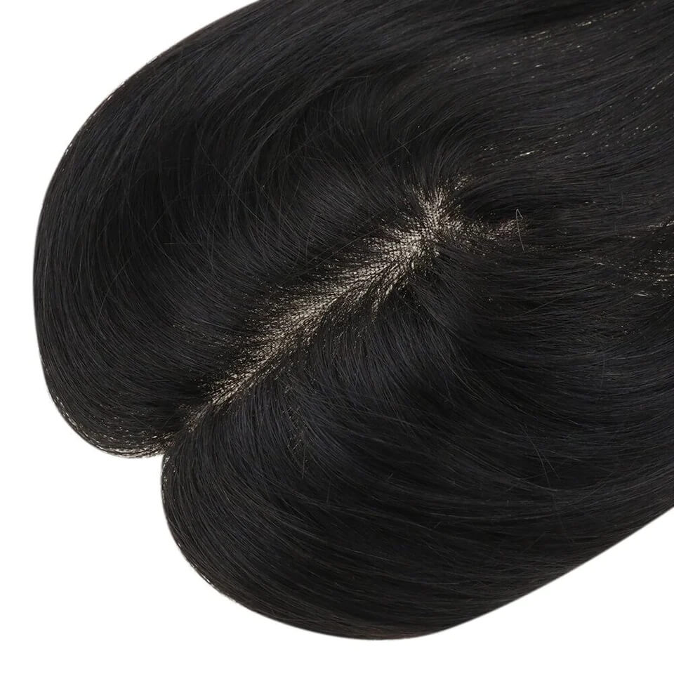 5"*5" Base Clip In Mono Topper Hairpieces Remy Human Hair Natural Black (#1B)