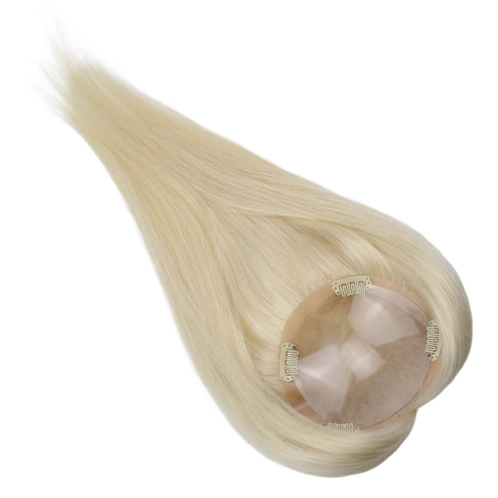 Clip In Hair Topper Real Human Hair 5"*5" Base Platinum Blonde(#60)