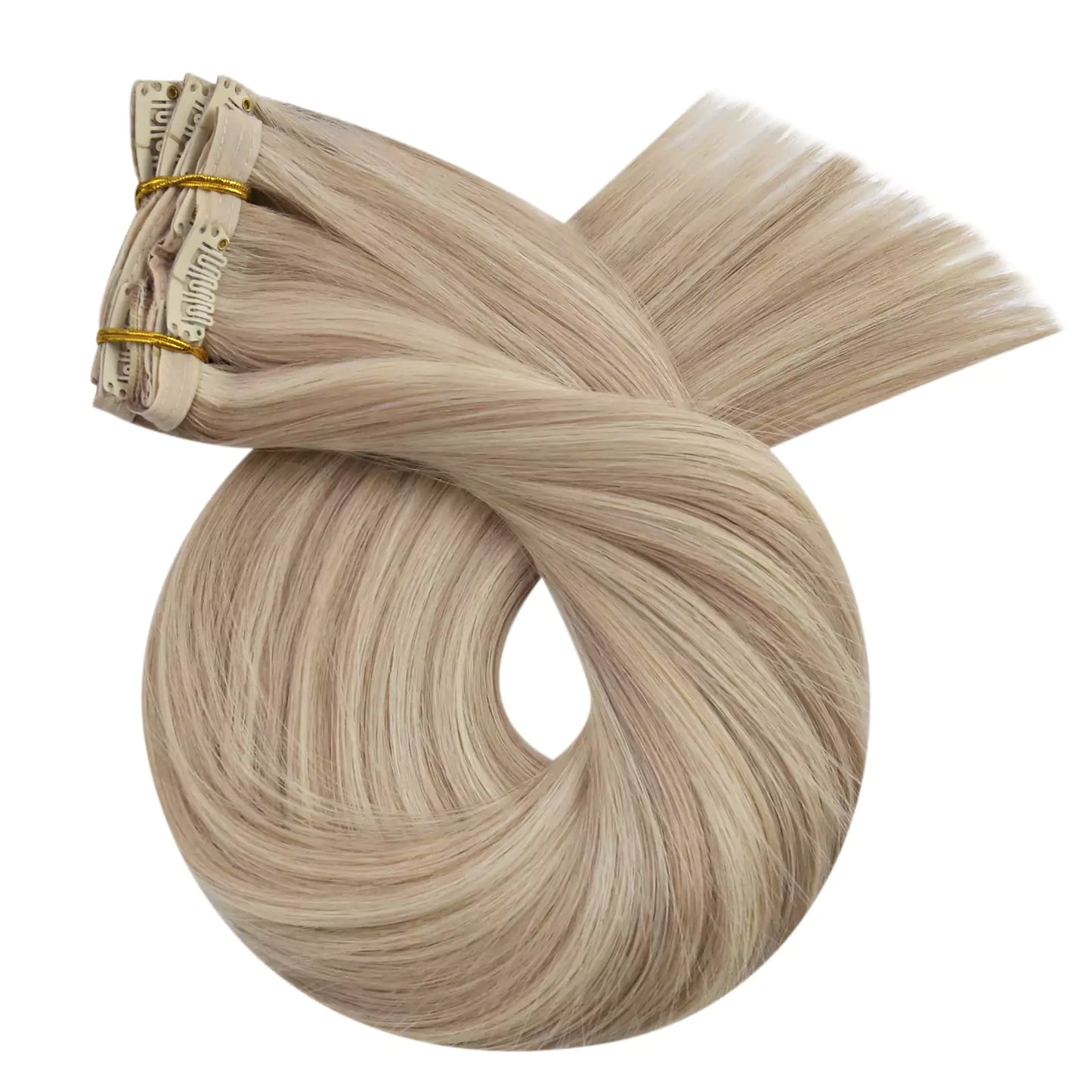 Virgin Clip in Real Human Hair Hair Extensions Highlight Blonde Color #P18/613