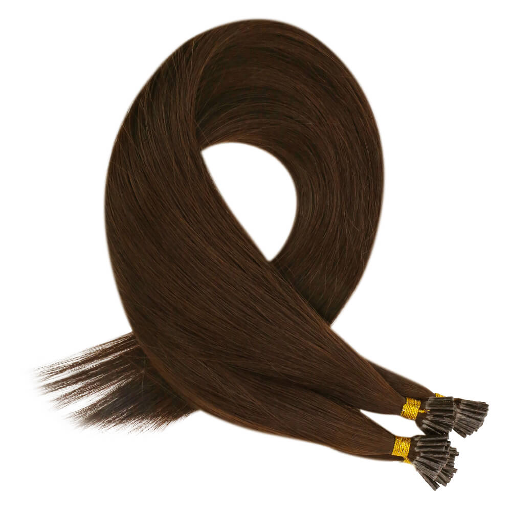Virgin Human I Tip Brazilian Straight Hair Extensions Kertain Tip Brown Color (#4)
