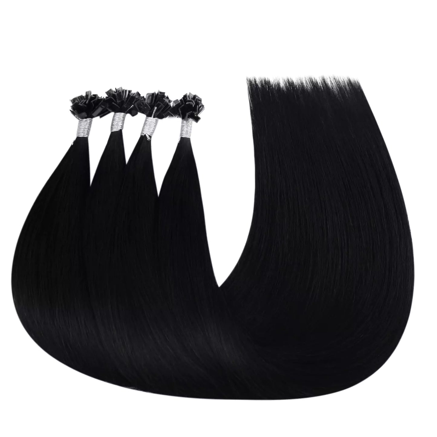 Virgin Keratin Hair Extensions K Tip Human Hair Extensions Jet Black #1