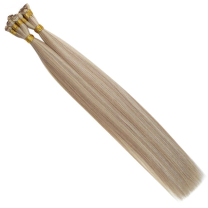 Virgin Human Hair Hand Tied Weft Sew In Hair with Blonde Highlights(#18P613)