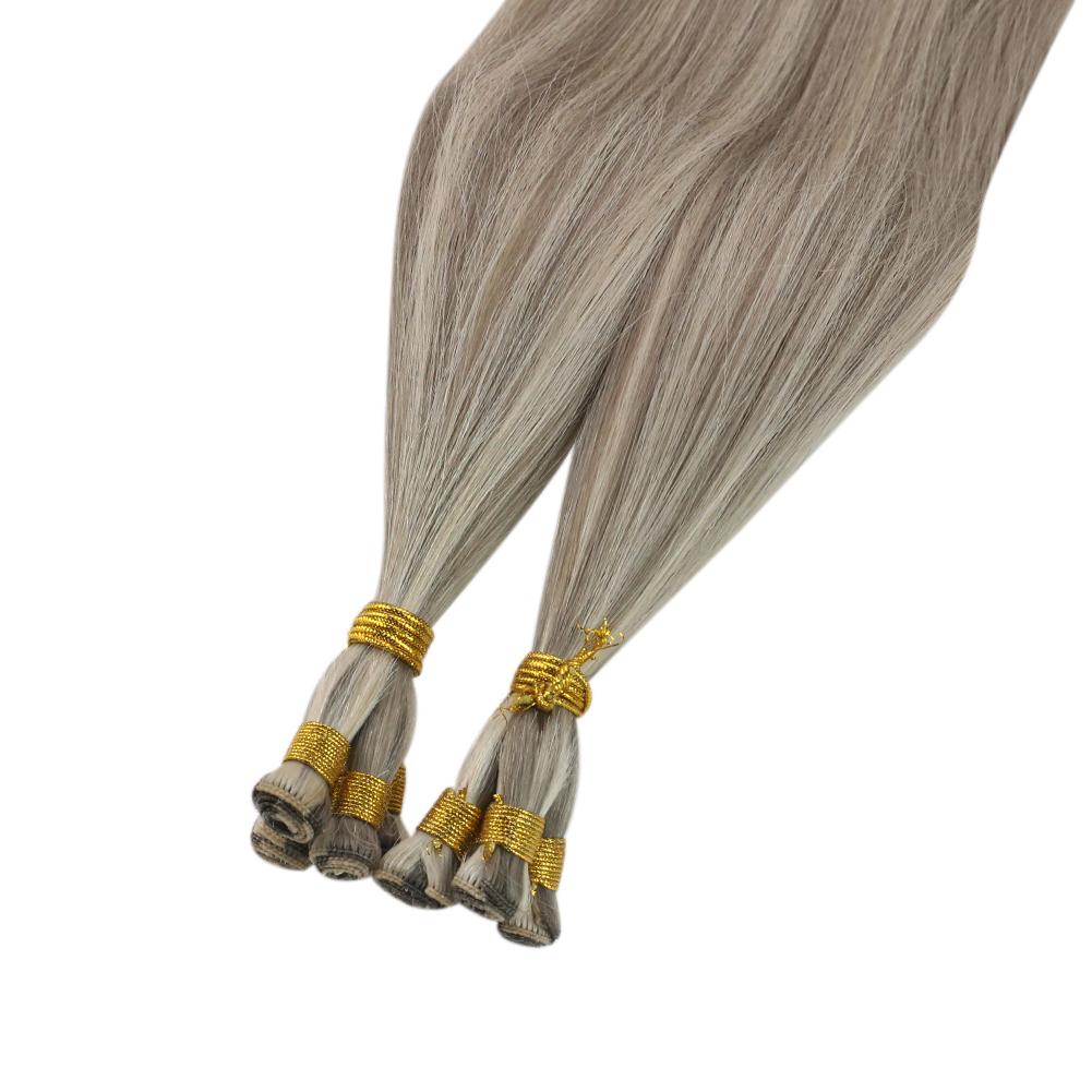 Virgin Real Human Hair Sew In Hand Tied Weft Blonde Highlights (#19AP60)