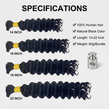 Bulk Hair For Braiding Deep Wave Human Hair