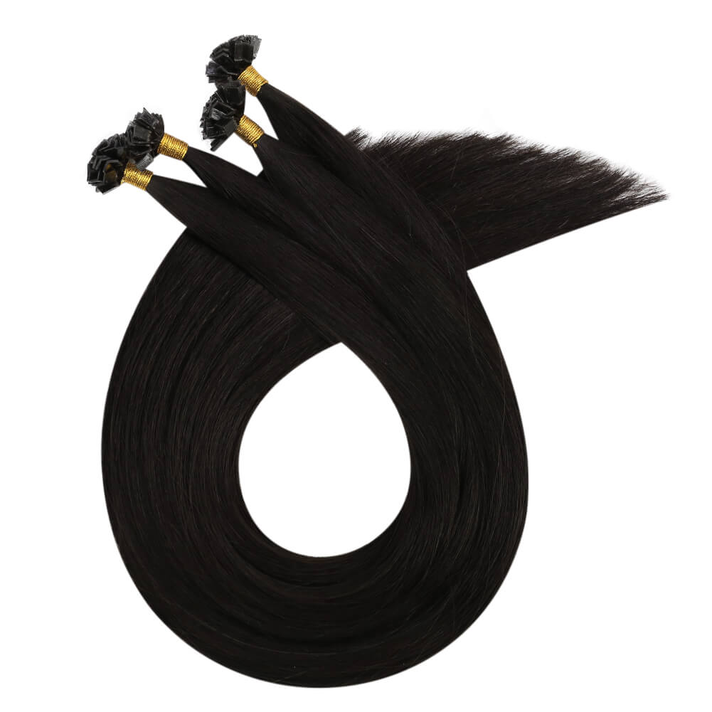 Virgin K Tip Keratin Hair Extensions Real Human Hair Natural Black #1b