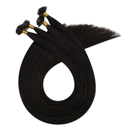 Virgin K Tip Keratin Hair Extensions Real Human Hair Natural Black #1b