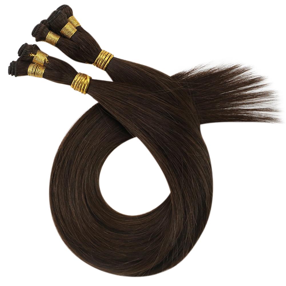 Virgin Hair Hand Tied Weft Real Human Hair Chocolate Brown (#4)