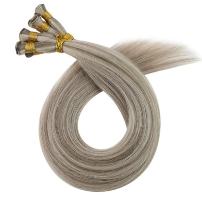 Virgin Real Human Hair Sew In Hand Tied Weft Blonde Highlights (#19AP60)