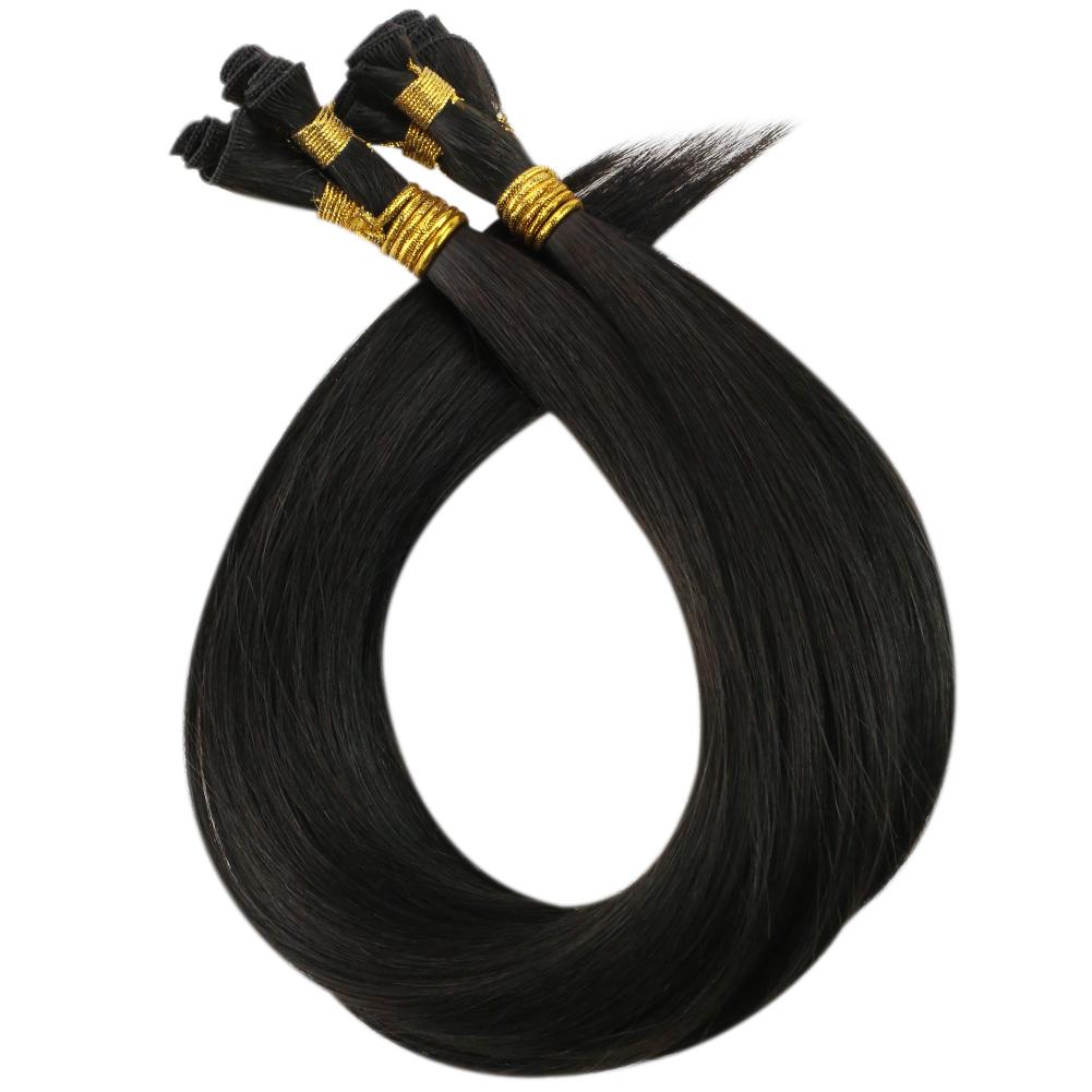 Virgin Best Hair Hand Tied Weft Real Human Hair Off Black (#1B)