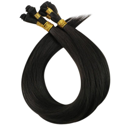 Virgin Best Hair Hand Tied Weft Real Human Hair Off Black (#1B)