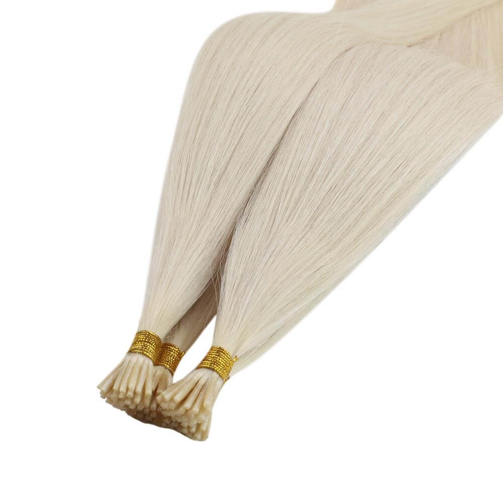 I Tip Straight Hair Extension Human Virgin Brazilian Real Kertain Tip Platinum Blonde(#60)