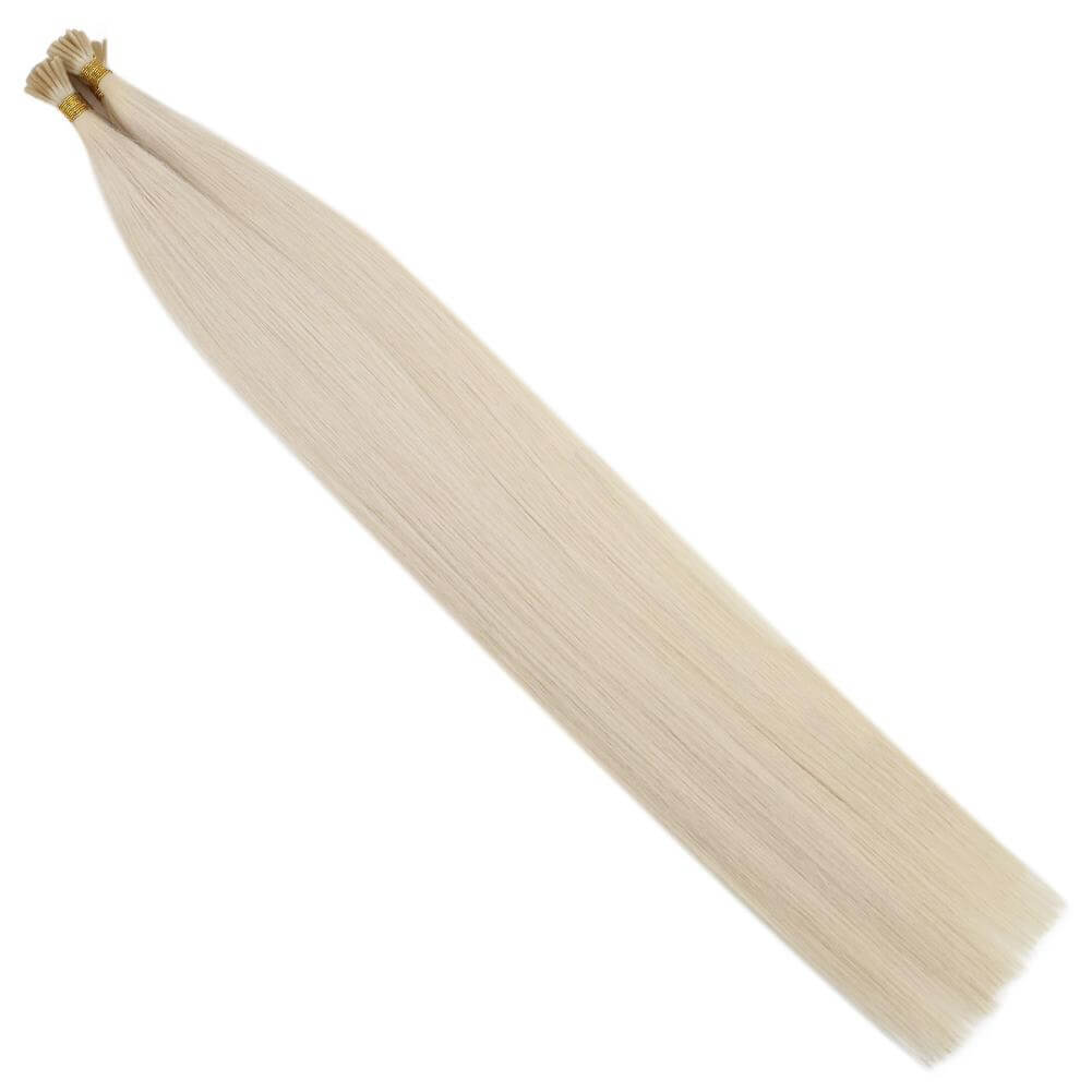 I Tip Straight Hair Extension Human Virgin Brazilian Real Kertain Tip Platinum Blonde(#60)