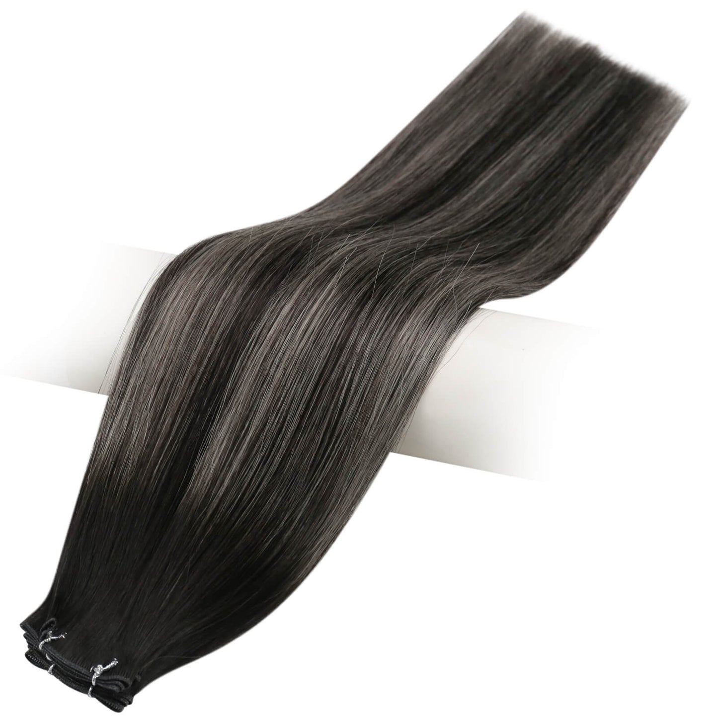 Weft Hair Brazilian Virgin Invisible Genius Weft Human Hair Bundles (#1B/Silver/1B)
