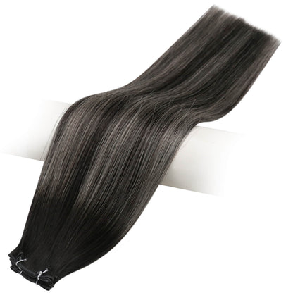 Weft Hair Brazilian Virgin Invisible Genius Weft Human Hair Bundles (#1B/Silver/1B)
