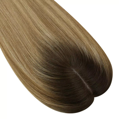 Hair Topper Virgin Hair Piece Topper Balayage Brown #3/8/22