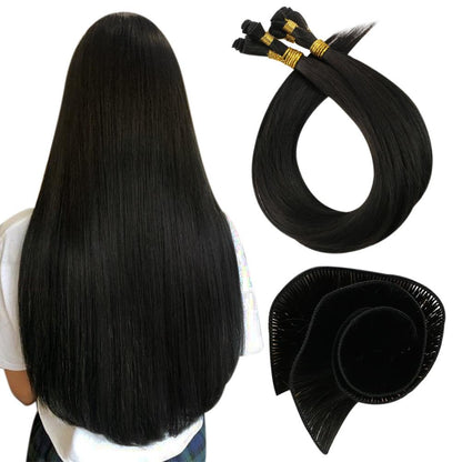 Virgin Best Hair Hand Tied Weft Real Human Hair Off Black (#1B)