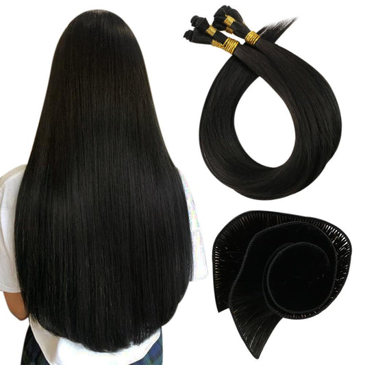 Virgin Best Hair Hand Tied Weft Real Human Hair Off Black (#1B)