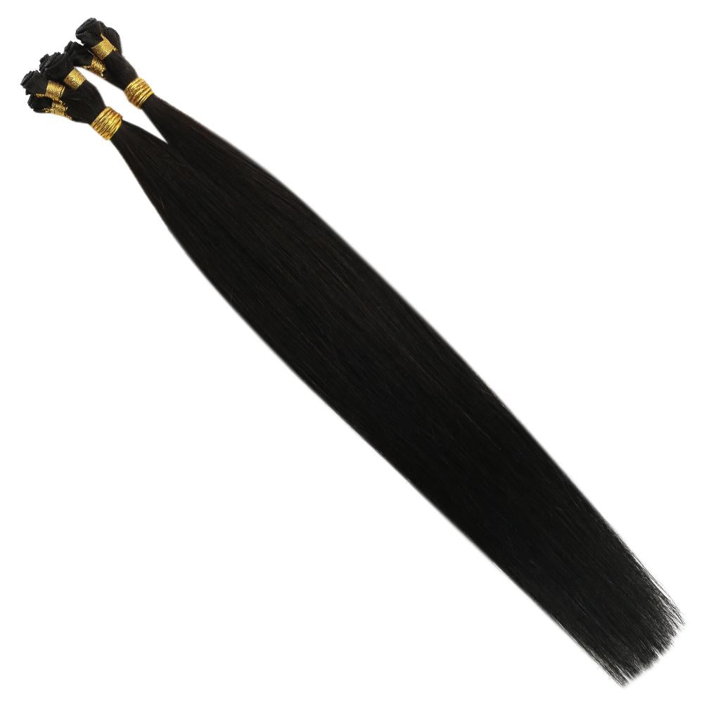 Virgin Best Hair Hand Tied Weft Real Human Hair Off Black (#1B)