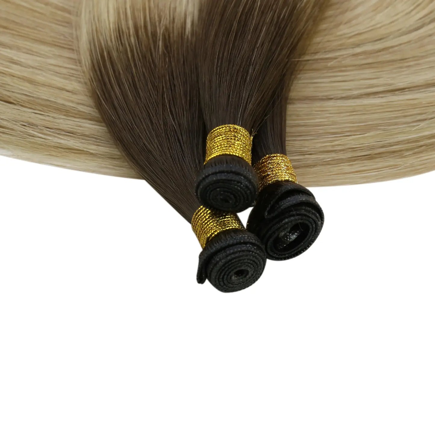 [New]Virgin Invisible Genius Weft Hair Extensions Human Hair Bundles Brown to Blonde Ombre(#2/18/22)
