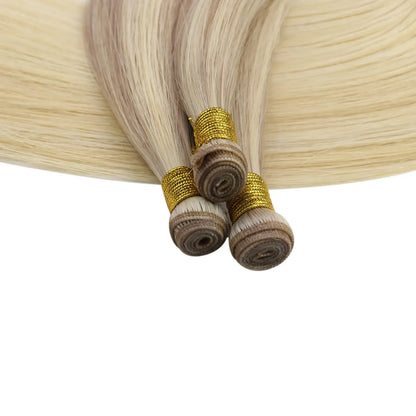 Virgin Invisible Genius Weft Hair Extensions Human Hair Bundles Balayage Blonde (#18/22/60)