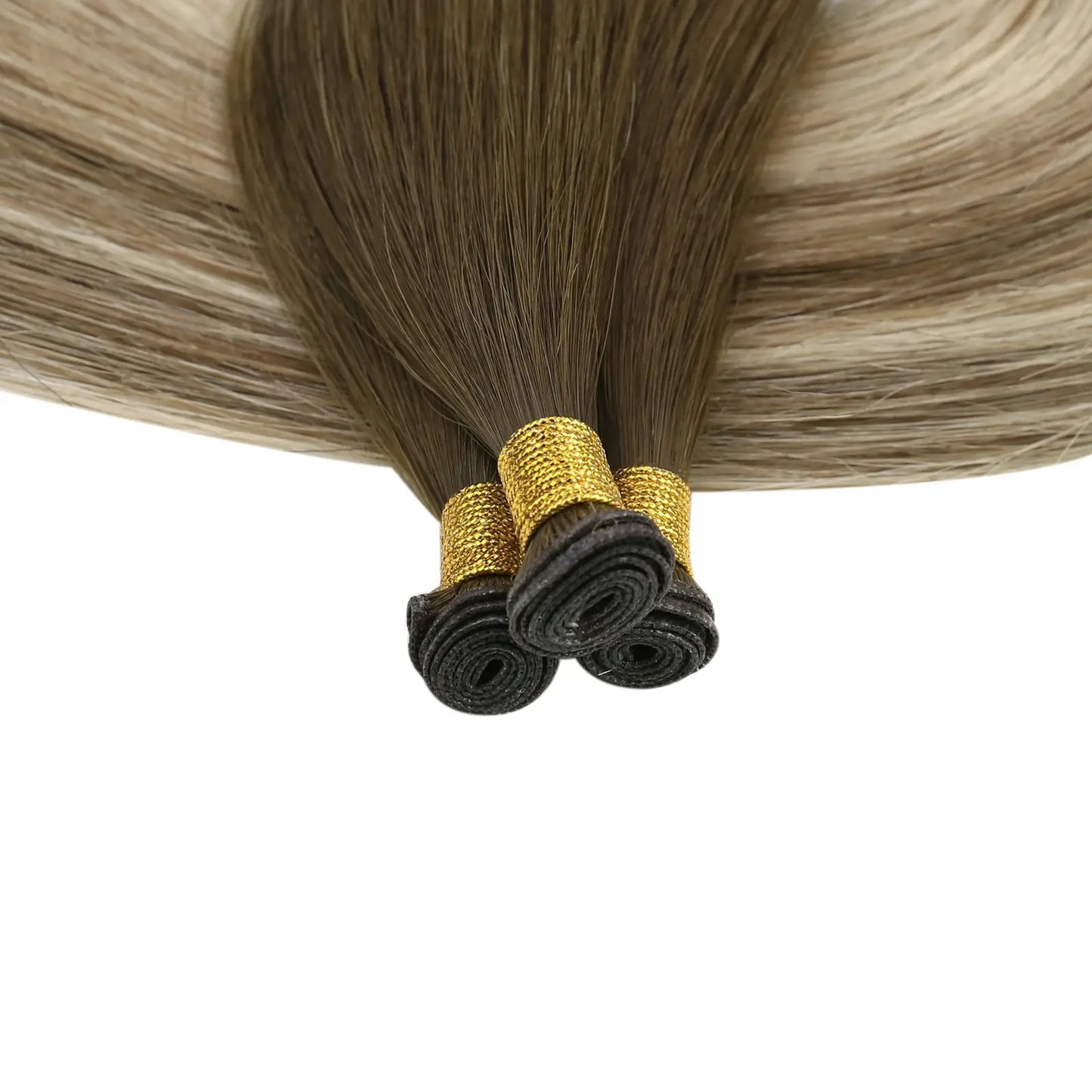 [New]Virgin Invisible Genius Weft Hair Extensions Human Hair Bundles Ombre Brown (#4/8/27/4)