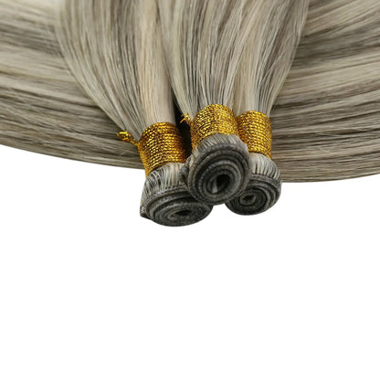Virgin Invisible Genius Weft Hair Extensions Human Hair Bundles Gray blonde(1CC/80/60)