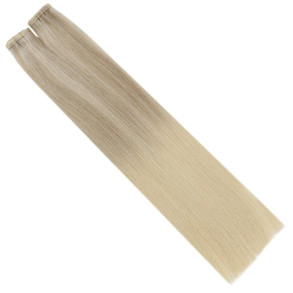 [US]Virgin Sew In Flat Silk Weft Hair Extensions Balayage Blonde Color(#18/22/60)