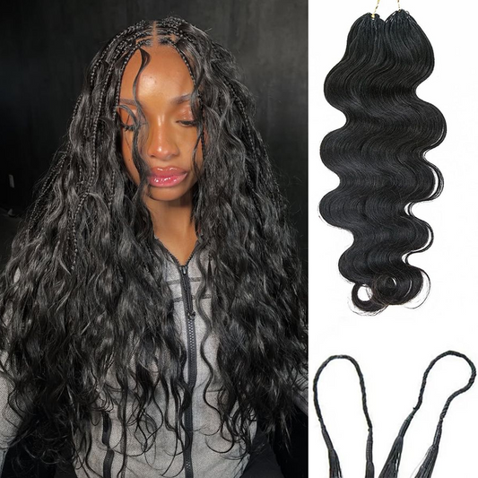Body Wave Mermaid Braids Crochet Human Hair for Boho Braids-240g ( 200 Strands )