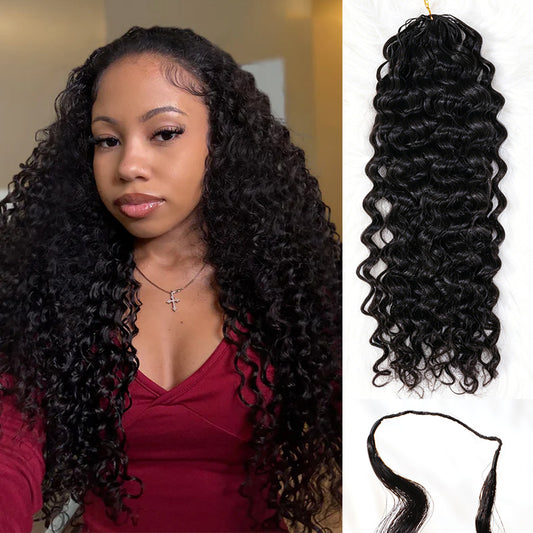 Water Wave Crochet Hair Natural Black Feather Human Hair Extension-60g ( 50 Strands )