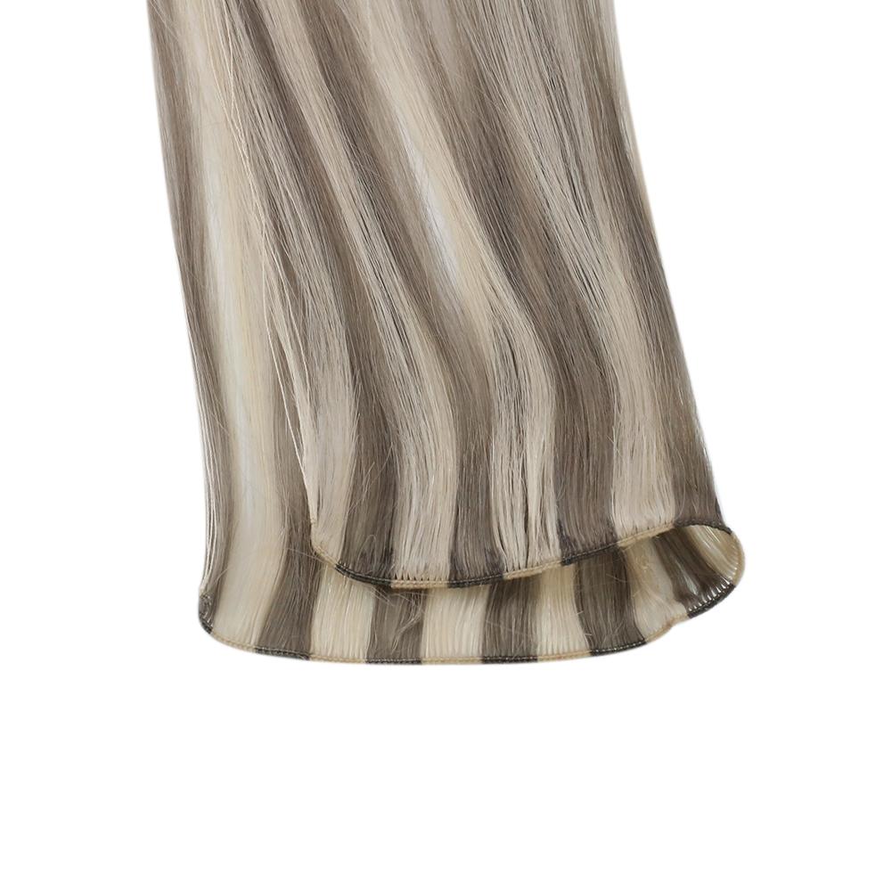Virgin Real Human Hair Sew In Hand Tied Weft Blonde Highlights (#19AP60)