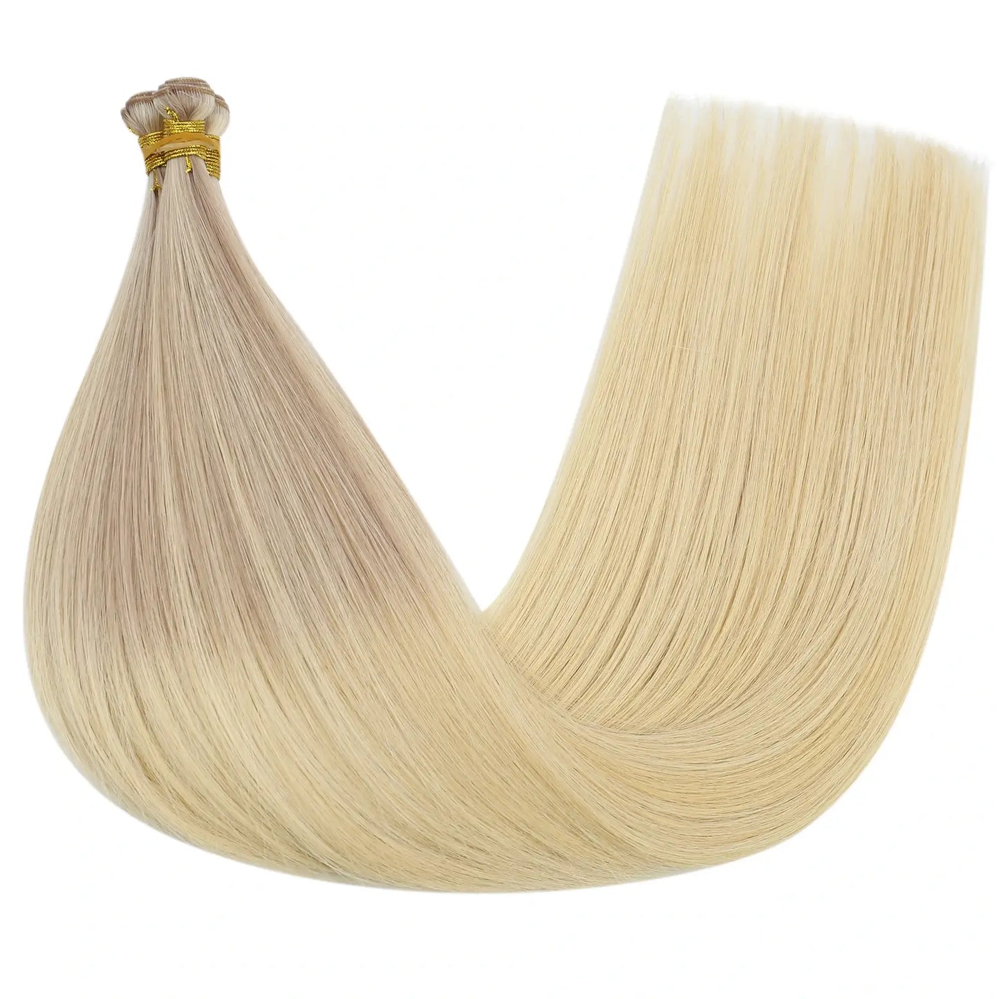 Virgin Invisible Genius Weft Hair Extensions Human Hair Bundles Balayage Blonde (#18/22/60)