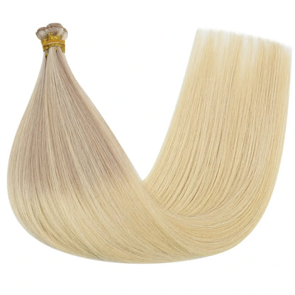 Virgin Invisible Genius Weft Hair Extensions Human Hair Bundles Balayage Blonde (#18/22/60)