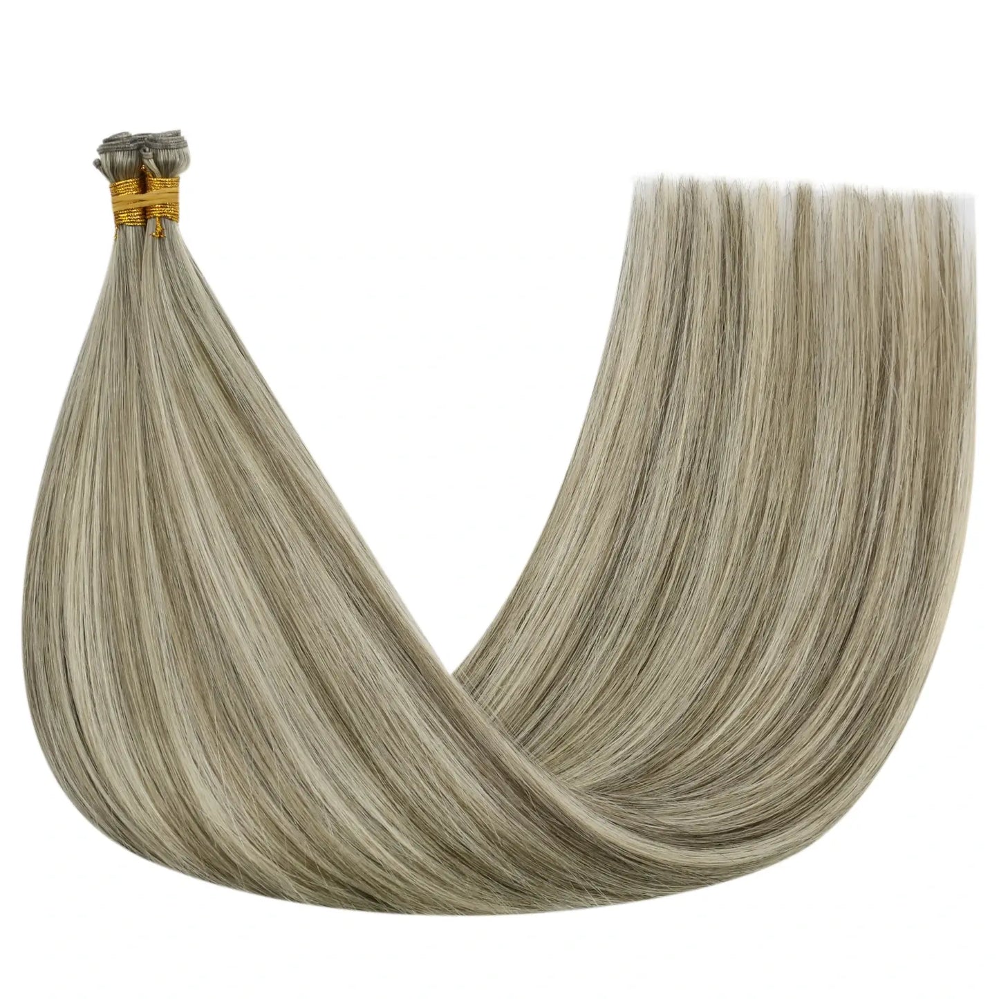 Virgin Invisible Genius Weft Hair Extensions Human Hair Bundles Gray blonde(1CC/80/60)