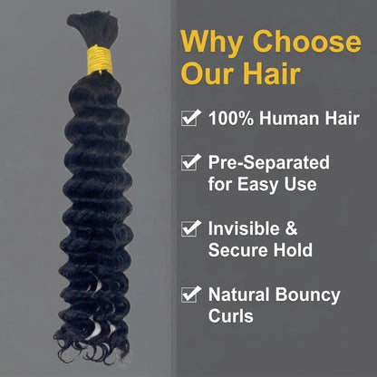 Bulk Hair For Braiding Deep Wave Human Hair