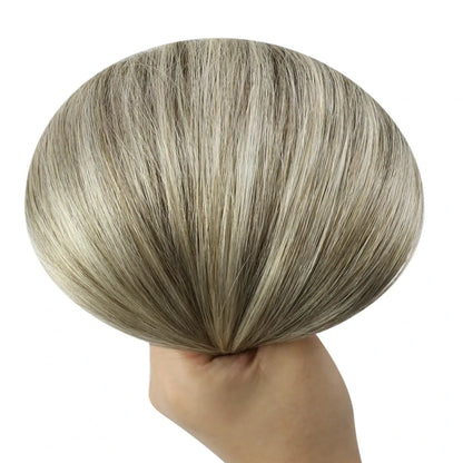 Virgin Invisible Genius Weft Hair Extensions Human Hair Bundles Gray blonde(1CC/80/60)