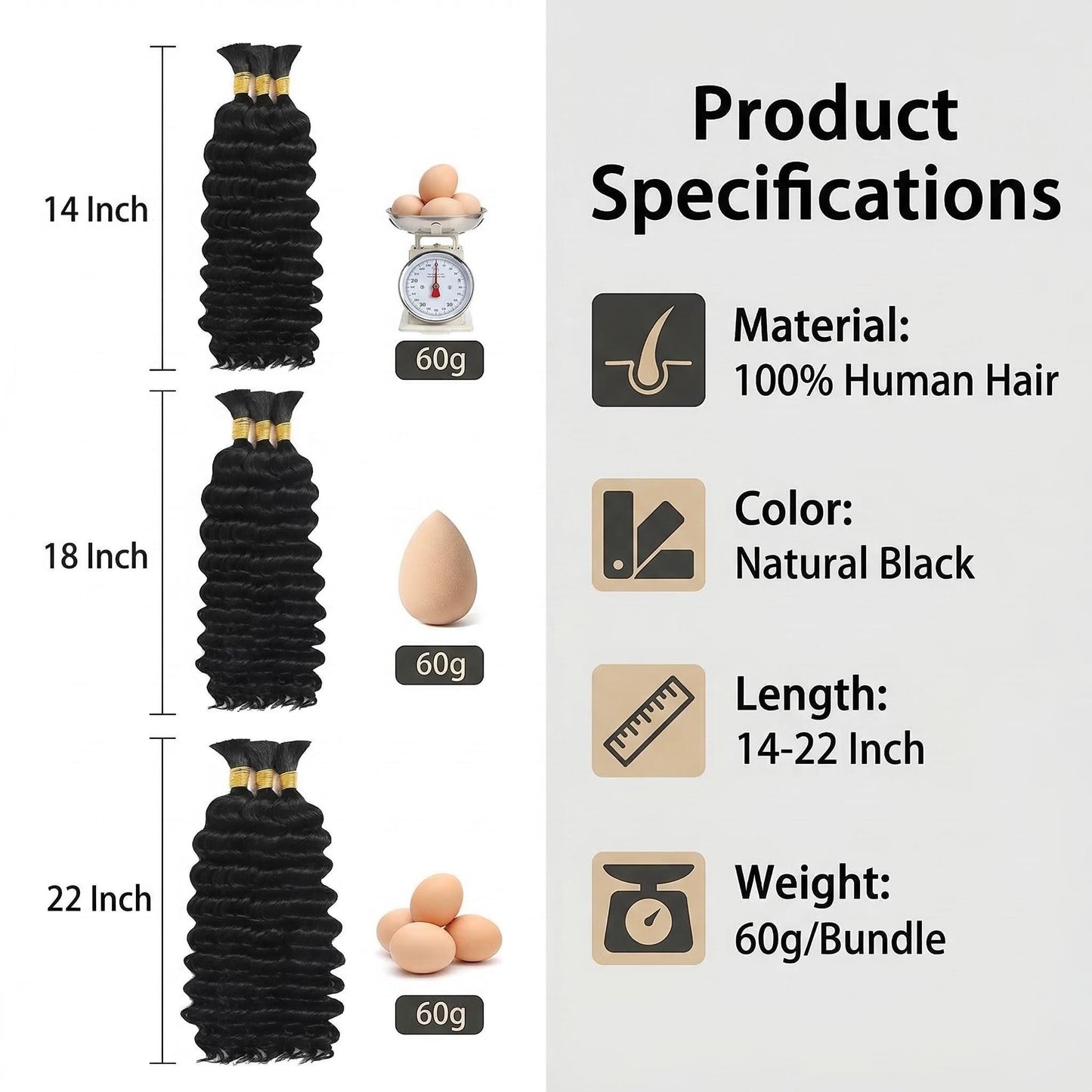 Bulk Hair For Braiding Deep Wave Human Hair