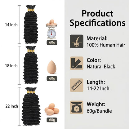 Bulk Hair For Braiding Deep Wave Human Hair