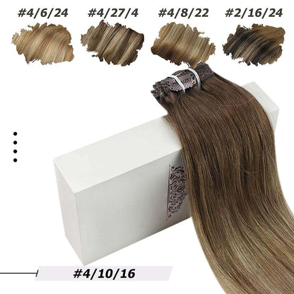 Remy Hair Clip In Real Human Hair Extensions Balayage Color (#4/10/16)