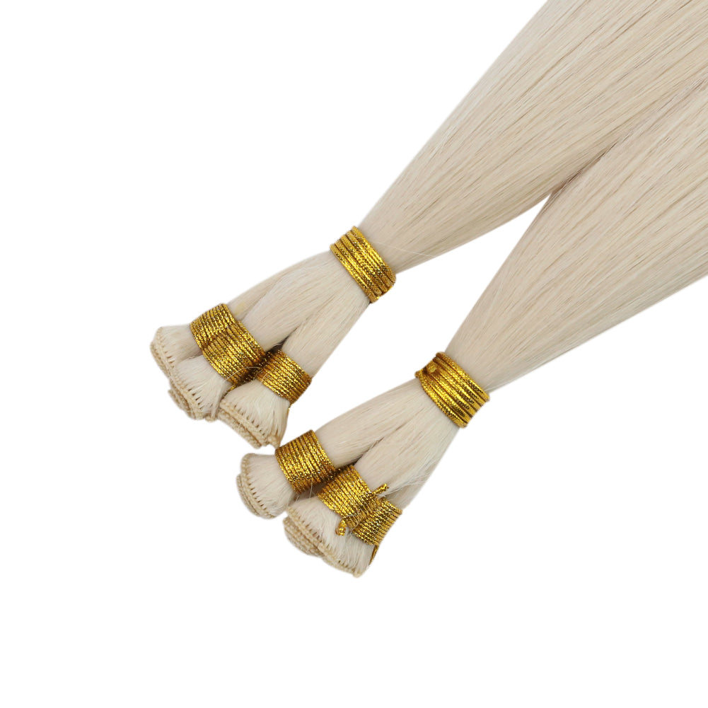 Virgin Hand Tied Weft Sew In Weft Brazilian Hair Bundles Blonde(#60)