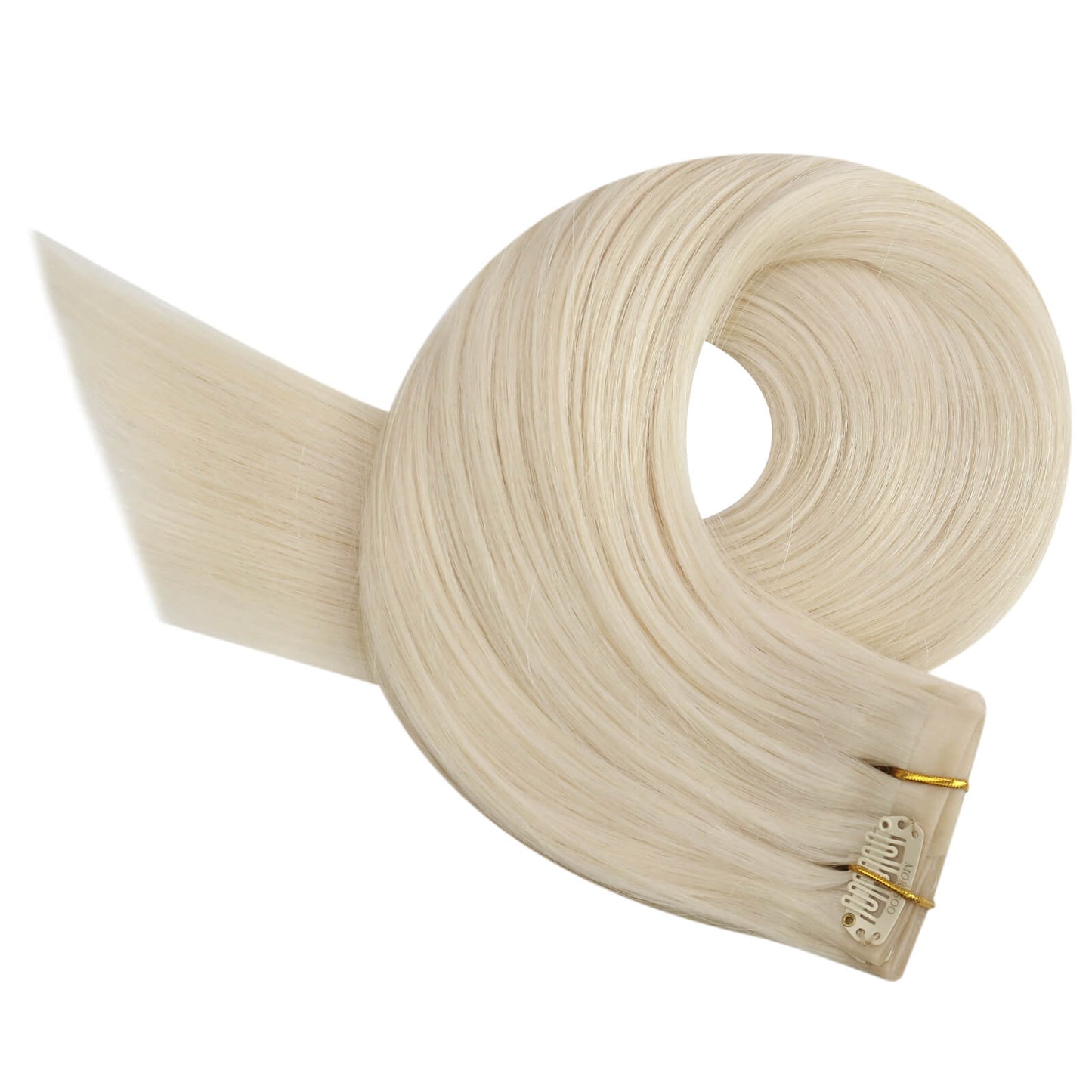 PU Clip In Hair Platinum Blonde Silky Straight Remy Human Hair Extension (#60)
