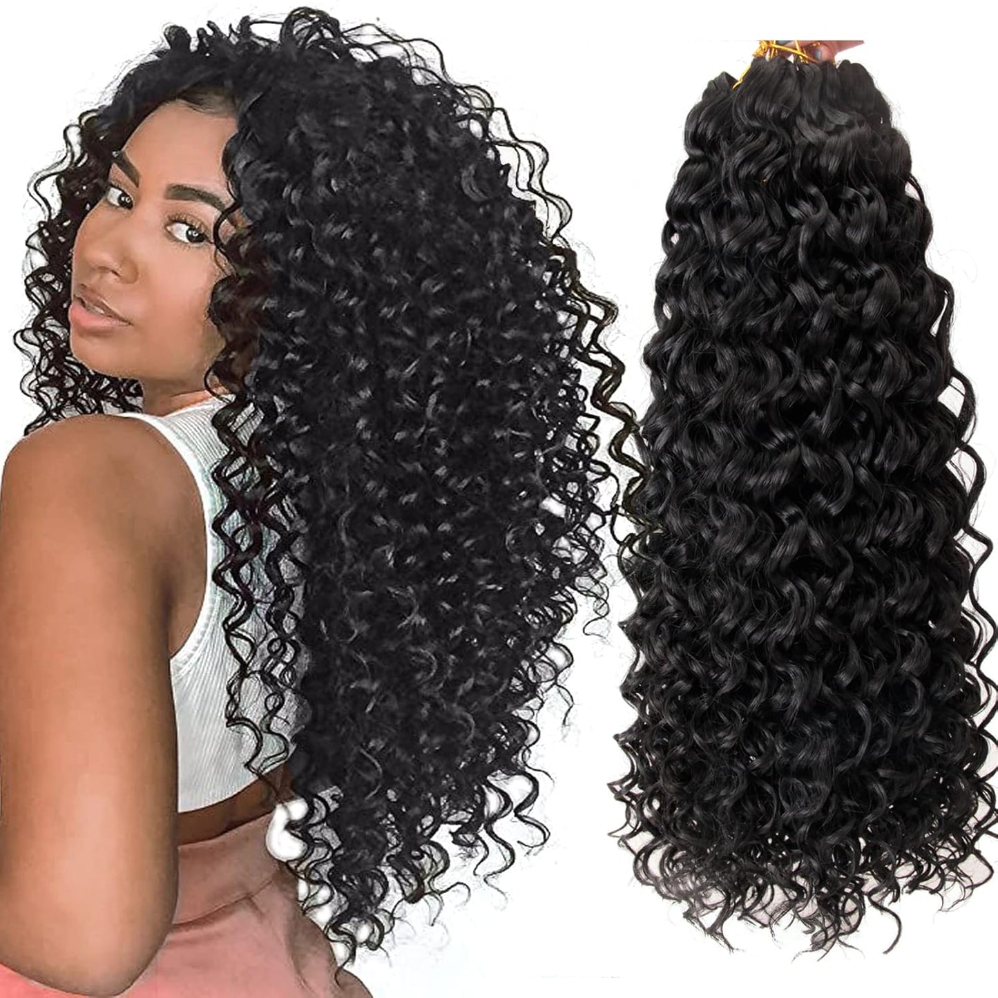 Deep Curly Knotless Pre-Separated Crochet Hair Extensions
