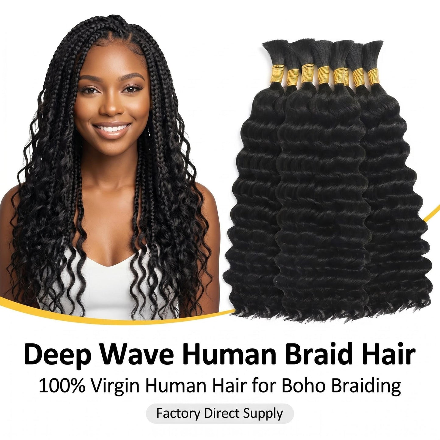 Bulk Hair For Braiding Deep Wave Human Hair