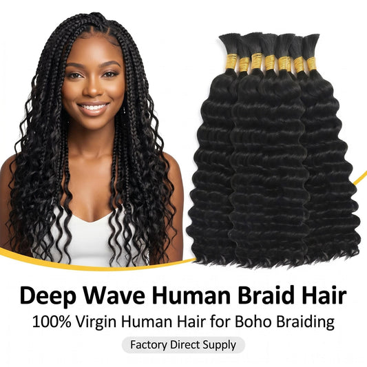 Bulk Hair For Braiding Deep Wave Human Hair