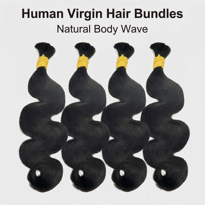 Virgin Body Wave Bulk Human Braiding Hair Natural Color